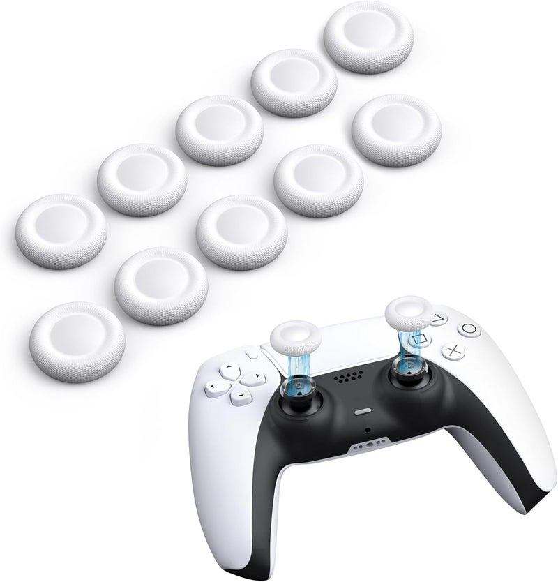Newdery Joystick Replacement Grip Caps for PS4/PS5 Controller, for PS4/PS5 Thumb Grips Caps, Anti-Stickiness, Anti-Slip, Anti-Scratch, for PS4/PS5 Joystick Caps Replacement(10pcs) -White - Image 1